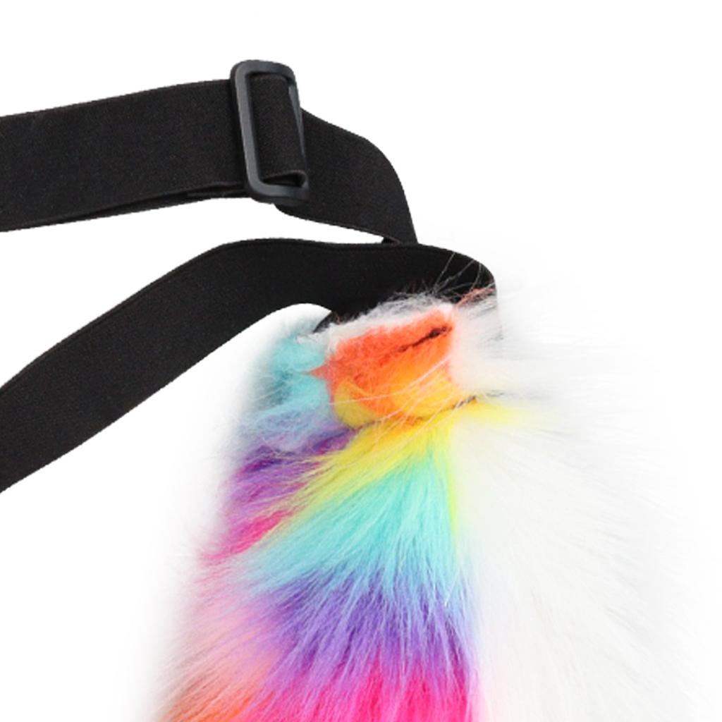 Handmade plush fox tail rainbow beast tail costume comic exhibition large wolf tail cosplay props accessories