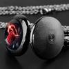 Stainless Steel Quartz Pocket Watch with Rose Heart Graphic Fashion Necklace Pendant Chain Personalised Jewelry for Men Women