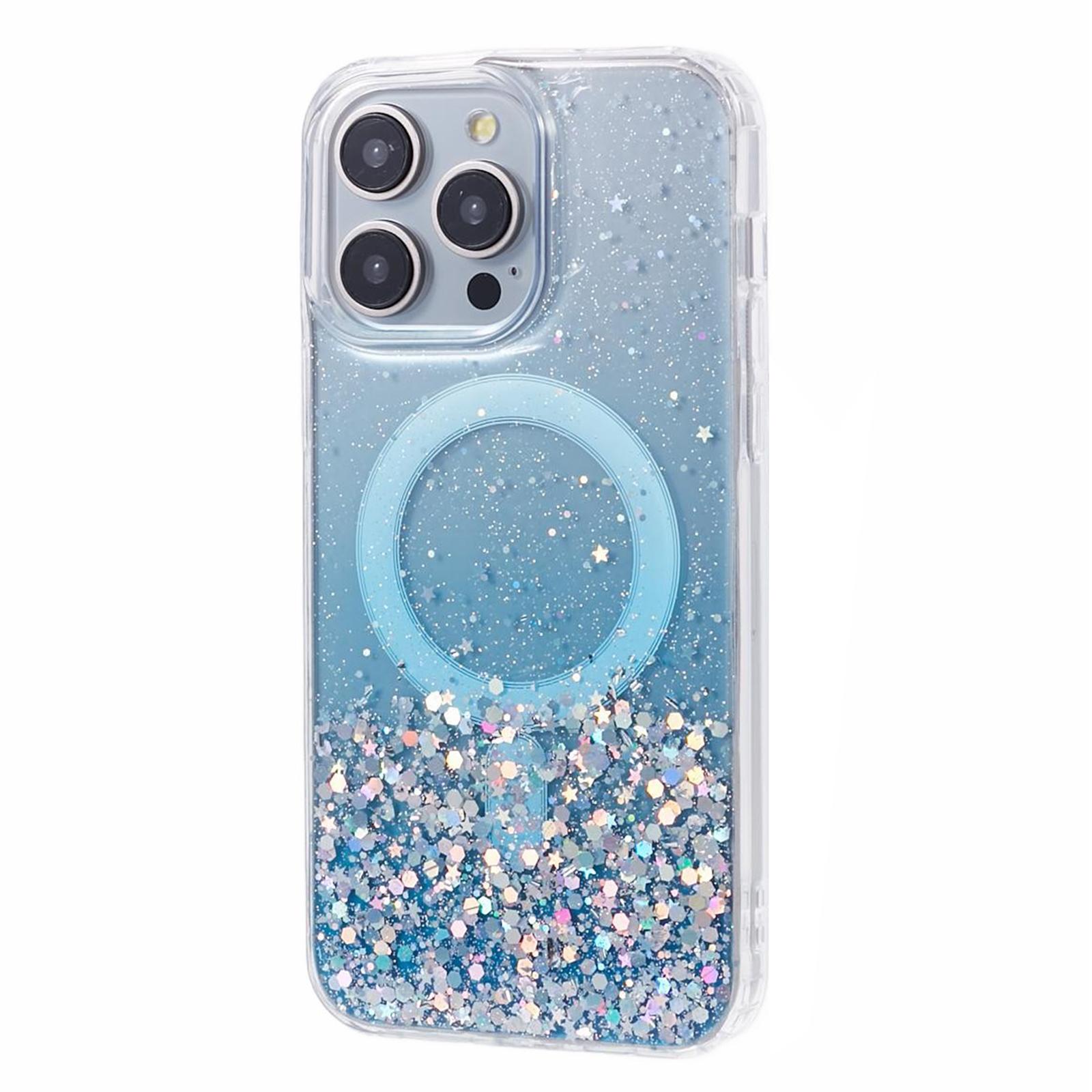 

JTW Series For iPhone 13 Pro 6.1 inch Case Sparkle Epoxy TPU+Acrylic Phone Shell Compatible with MagSafe Blue