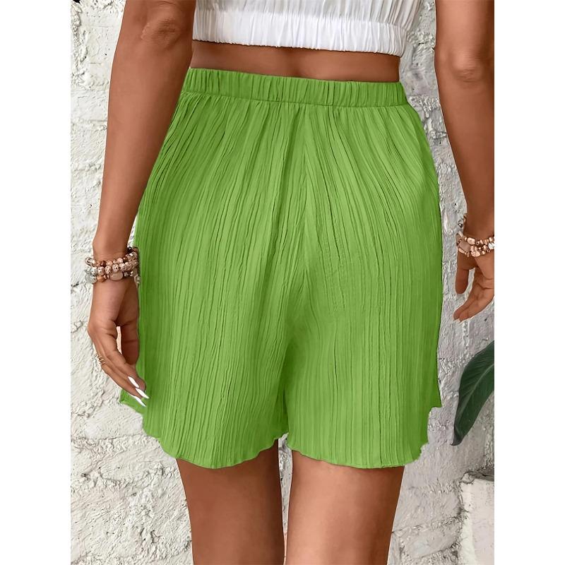 Damen Hohe Taille Einfarbige Shorts Frühling Sommer Mode Hose Dame Lässiges Outfit Kurze Hosen Strand Einfache Kleidung