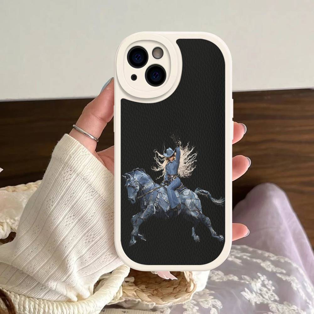 Beyonce Cowboy Leather Phone Case For iPhone 16 15 14 17 Pro Max 11 12 Mini Plus Soft Shell