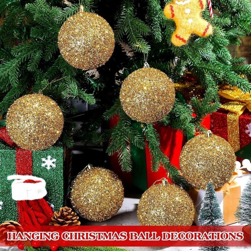 1Box 6cm Christmas Ball Decor Shiny Plush Foam Ball Decoration Xmas Tree Hanging Ornaments Home Party 2026 New Year Navidad Gift