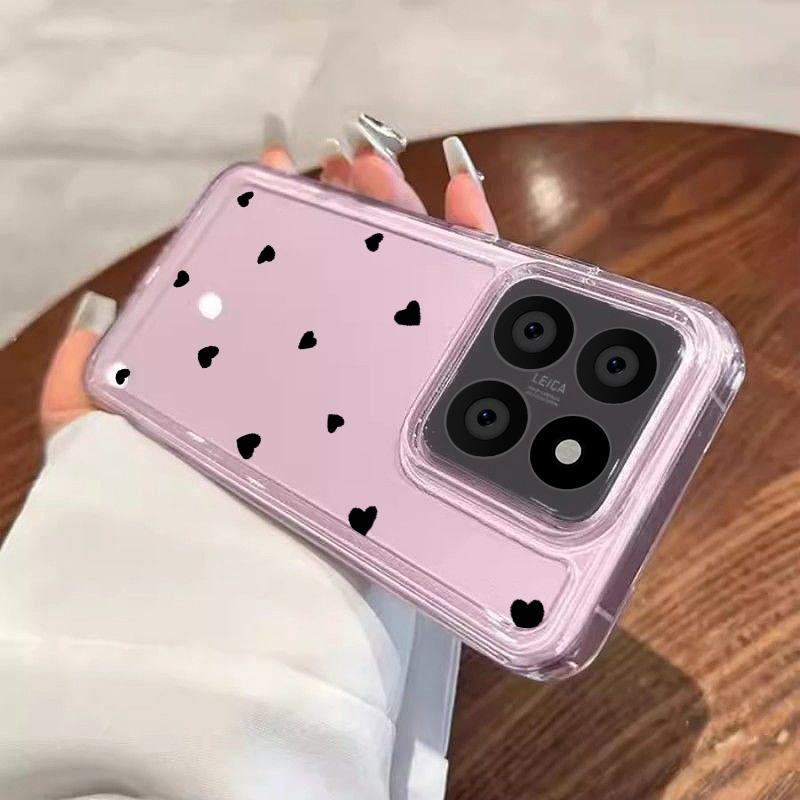 Love Heart Clear Phone Cover For Xiaomi 13T 11T Pro Poco X6 X5 Pro Redmi Note 13 12 11 Pro Shockproof Soft Silicone Slim Case