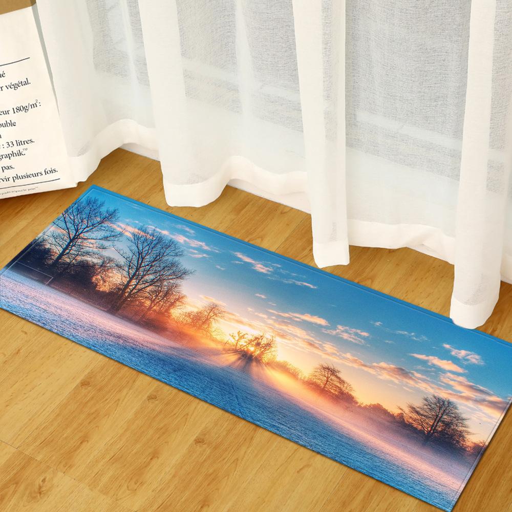 Scenic Door Mat Kitchen Dirt-Resistant Long Absorbent Non-Slip Foot Mat Bedroom Living Room Carpet Floor Mat