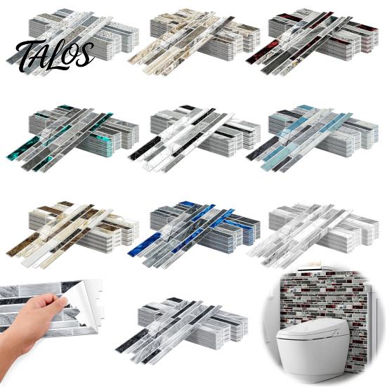 Waterproof Tile Stickers for Balcony Marble Look Wall Tiles, Self-Adhesive PVC Backsplash Tiles Kitchen Oil-proof Peel And Stick Bathroom Easy to Cut