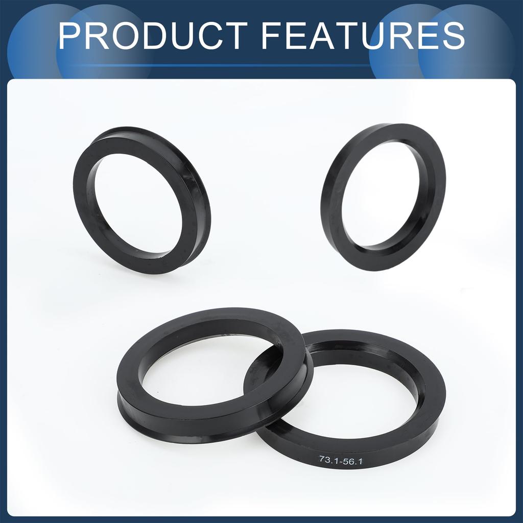 INFINAUTO Navring 56,1 mm innerdiameter 73,1 mm ytterdiameter Bilhjulsnabbring ABS-plast Svart 4 st