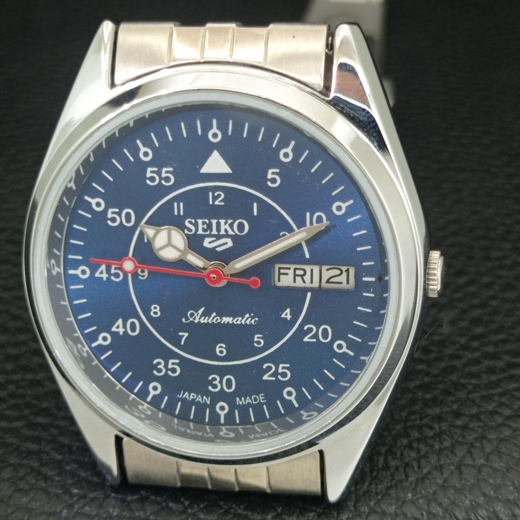 REFURBISHED SEIKO 5 AUTOMATIC 6309A JAPAN MENS VINTAGE BLUE DIAL WATCH a442329-1