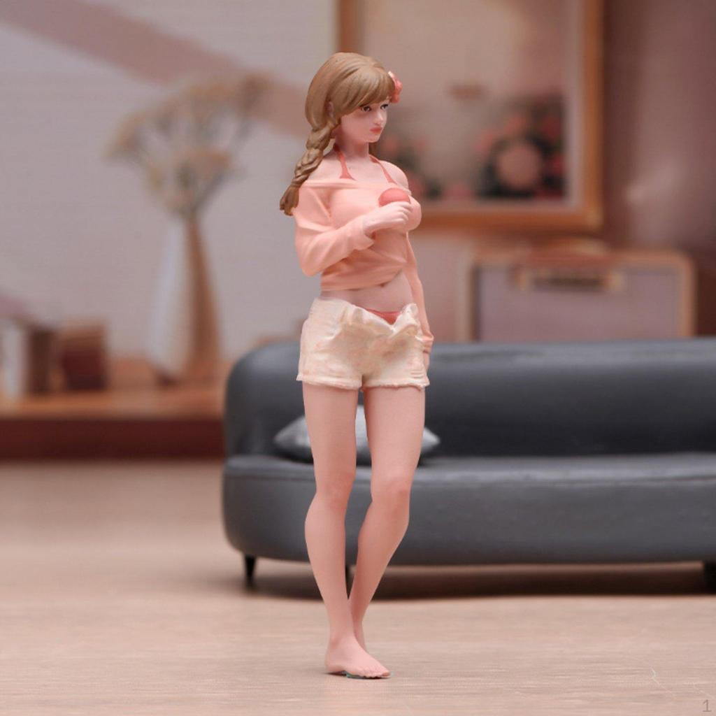 1:24 Scale Girl Miniature Figure Scene Figurine Ornament Collections Decorative Painted
