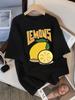 Fresh Lemon Fruit Prints Women Tee Shirt Casual Oversized T-Shirts Breathable Cotton Short Sleeve Comfortable O-Neck Tops