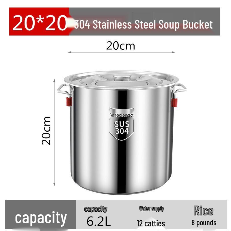 Stal Nierdzewna 304 Bardzo Gruba Garnek do Zupy z Pokrywką - Duża Pojemność Garnek do Rosół i Przechowywanie Oleju/Ryżu do Użytku Domowego lub Komercyjnego