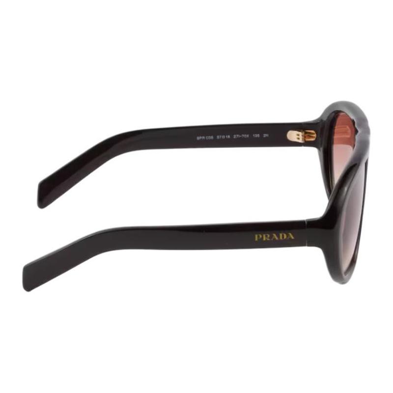 Prada Brand Logo Design Acetate Aviator Sunglasses Women's Cigar Brown