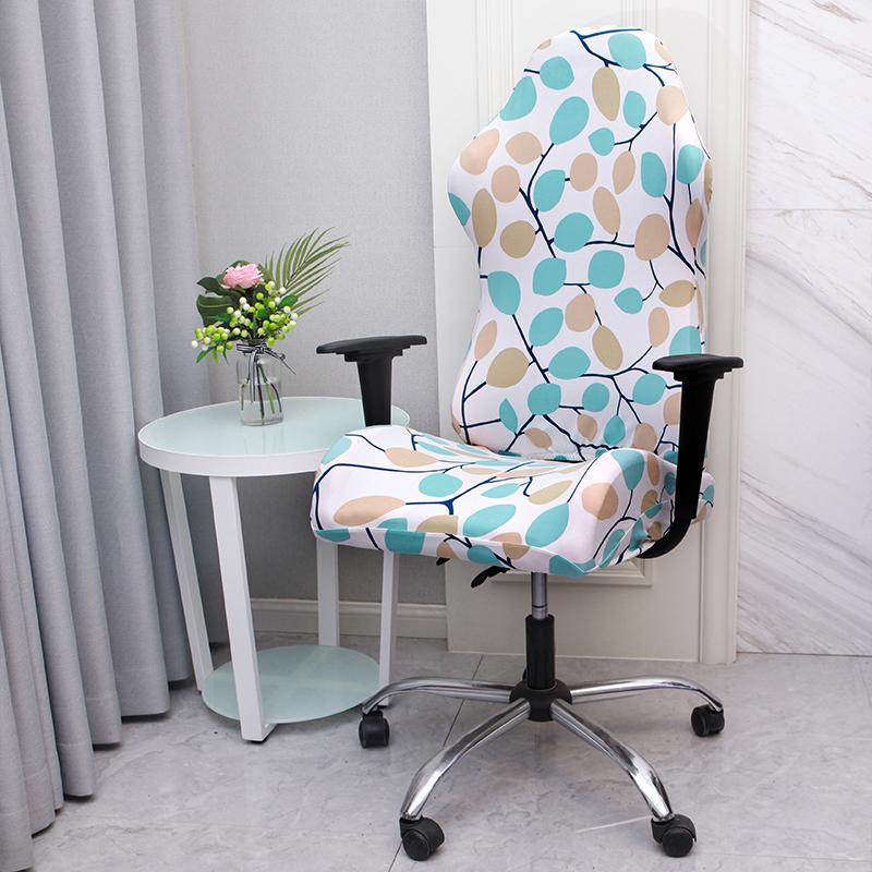 1 Pcs Office Computer Gaming Chair Covers Stretch Armchair Gamer Seat Cover Flower Printed Racing Desk Rotating Slipcovers
