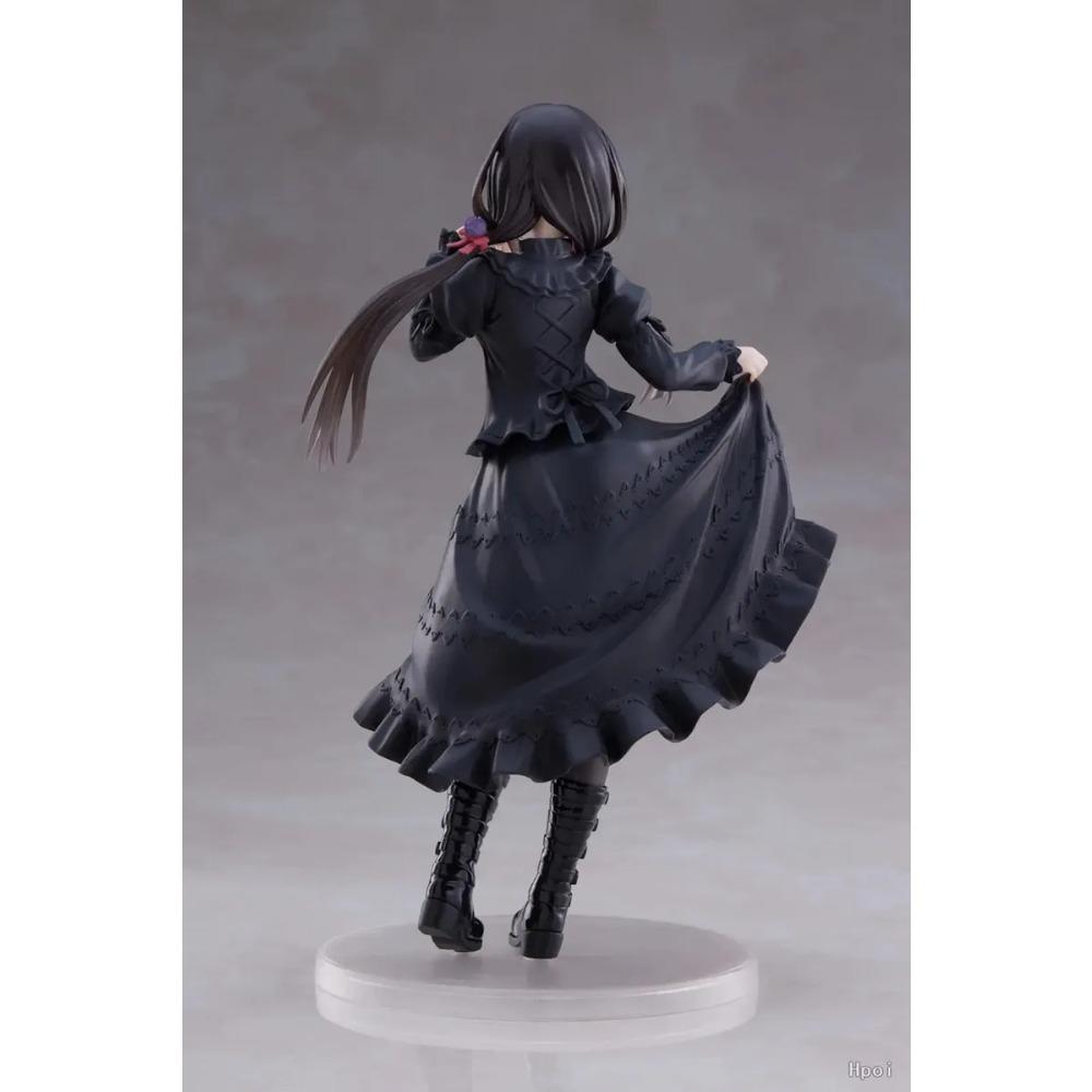 18CM DATE A LIVE Tokisaki Kurumi Anime Figure Cute Girl Model Toy PVC Black Dress Dress Up Standing Model Car Interior Ornament