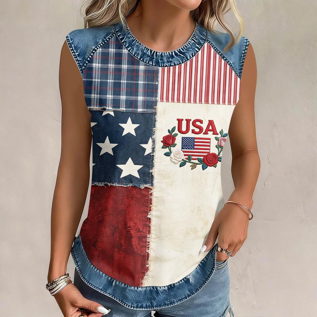 Camiseta informal de manga larga para mujer con cuello redondo y estampado