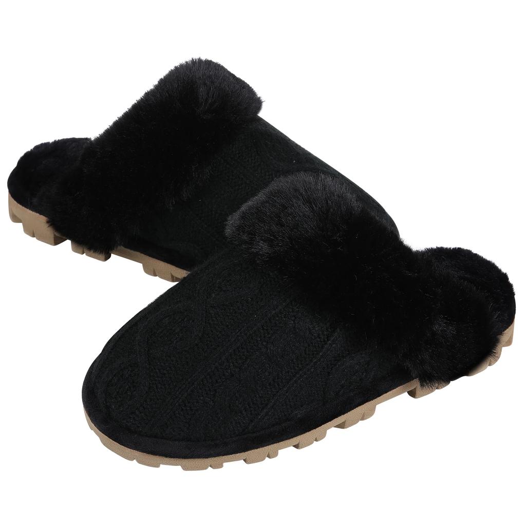 Fashion Litfun Warm Cotton Slippers For Women Men Fluffy House Fur Slippers  Indoor Flats Slip-on Soft Slippers Couple House Mute Slides