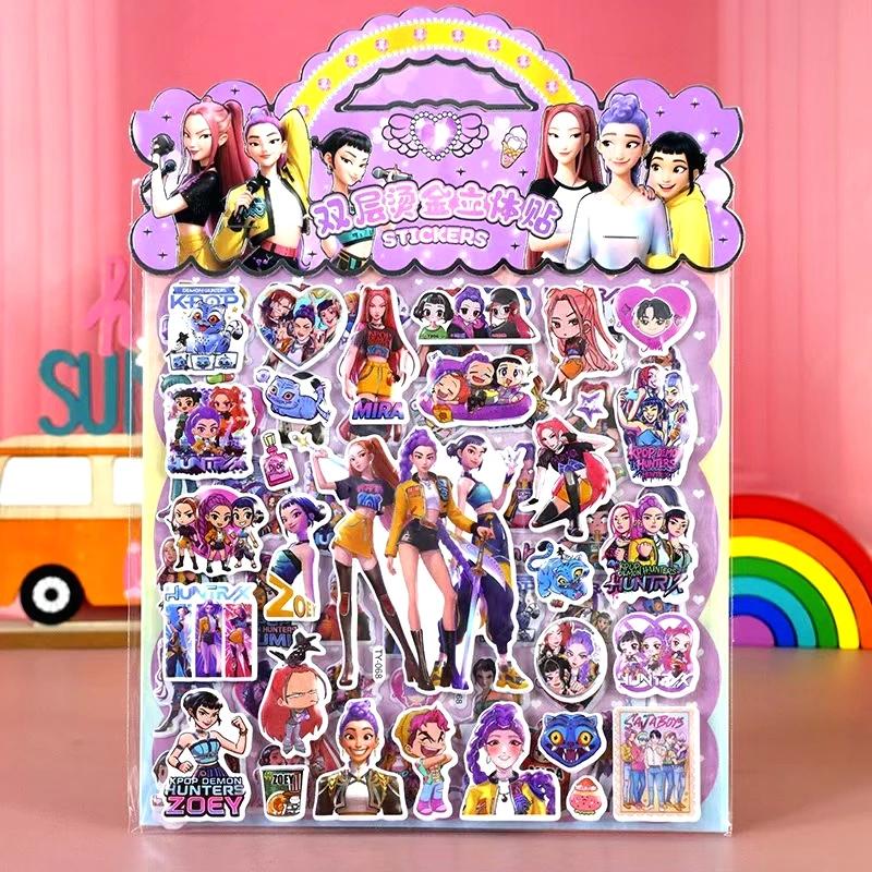 1/3/5PCS Kpop Demon Hunters Sticker Anime Tiger Rumi Mira Zoey Laser Cut Stickers Office Stationery School Supplies Party Gifts