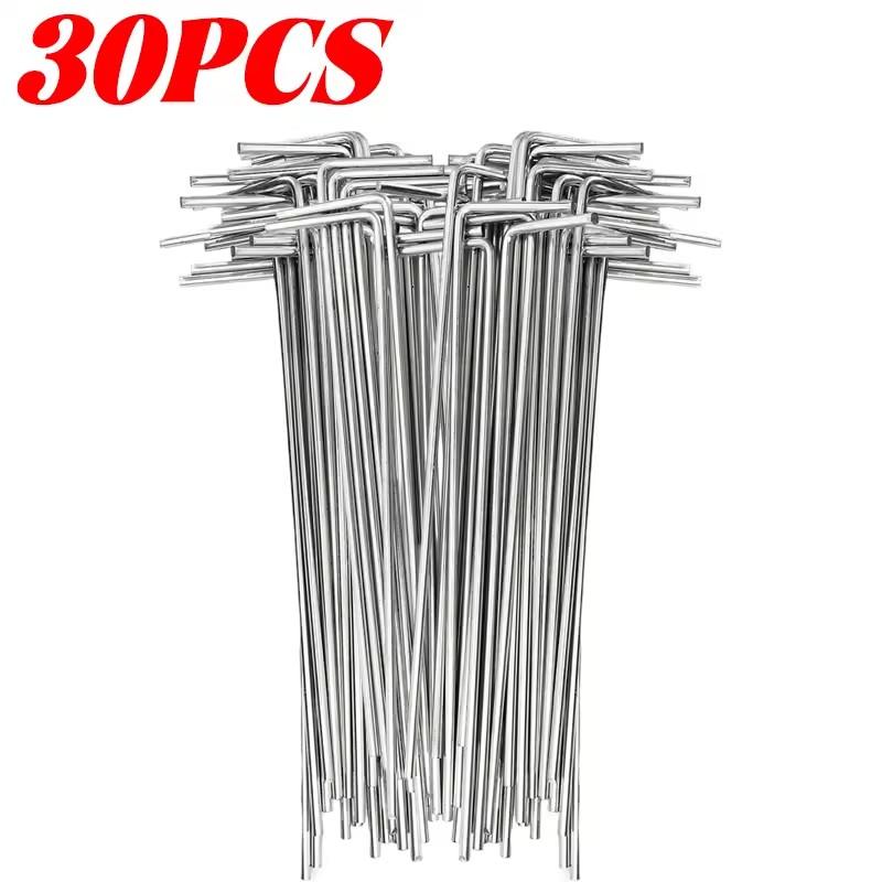 10-30PCS Heavy Duty Metal Tarp Stakes 15cm Galvanized Steel Tent Pegs Guyline Hook Ground Anchors for Outdoor Backpacking Bushcraft Fix