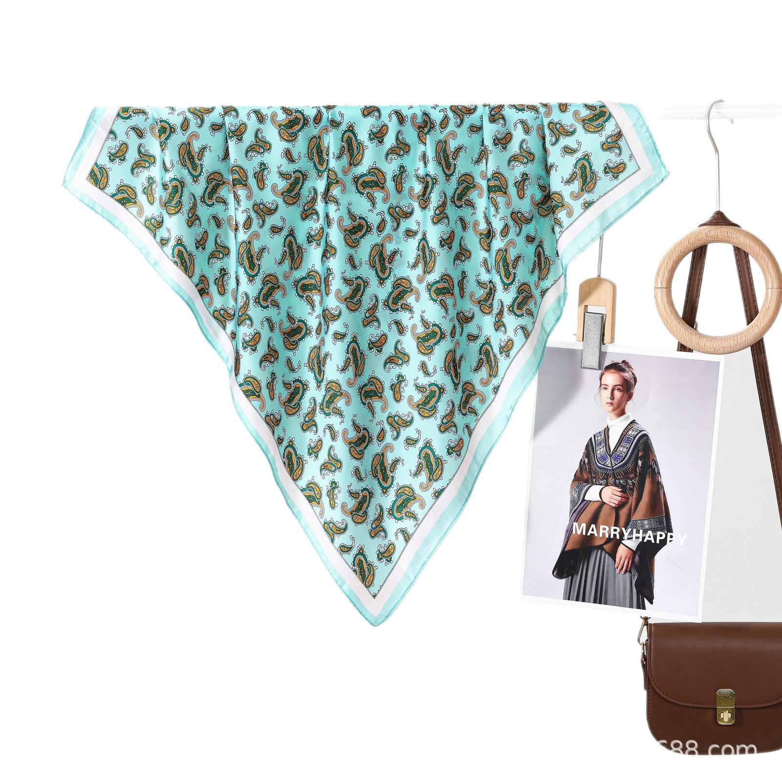 Classic Ladies  Cashew Silk Scarf: Elegant, Versatile Neckerchief Khaki Cashew Pattern