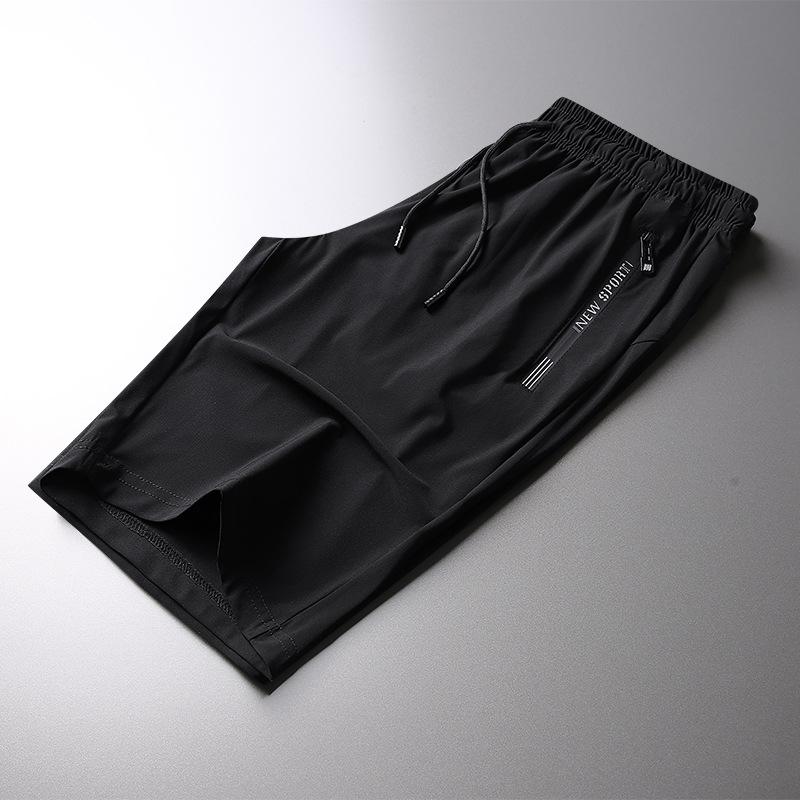 Ice Silk Men's Summer Quick-Dry Elastic Shorts – Breathable, Loose Fit, Casual Sports Five-Point Pants