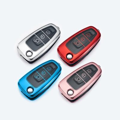 Car Folding Key Case Cover Bag Keychain for Ford Focus C-Max S-Max Galaxy Mondeo Ranger Transit Tourneo Custom TPU Protector