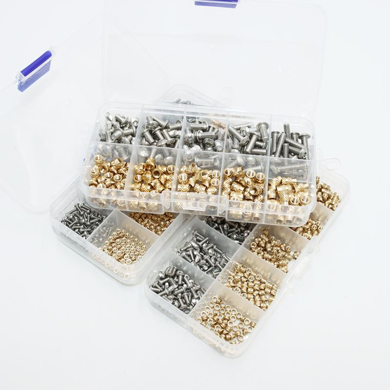 M2 M2.5 M3 M4 Heat Insert Nuts Brass and 304 Stainless Steel Hex Socket Screw Laptop Hot Melt Threaded Embedded Copper Nut Bolt