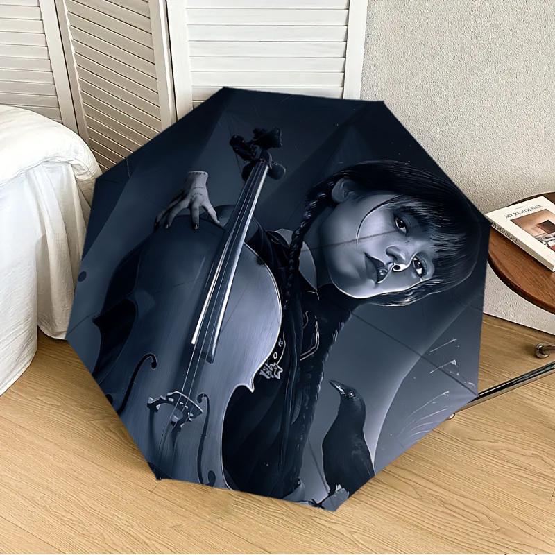 

1pc Wednesday Automatic Folding Umbrella] Durable Iron Frame & Rod, Portable Folding, Makes a Great Holiday Gift yy251016277