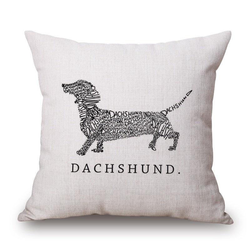 Hand Painting Dachshund Posters Cushion Covers Rose Flower Sausage Dog Keep Calm And Hug Pillowcase Decorative Pillows For Sofa
