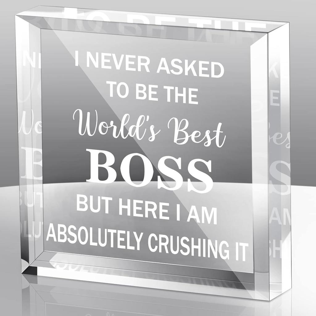 Chunful Boss Day Gifts Best Boss Acrylic Gifts for Leader Appreciation Plaque Going Away Gift Keepsake Paperweight for Male Female Bosses Coworkers