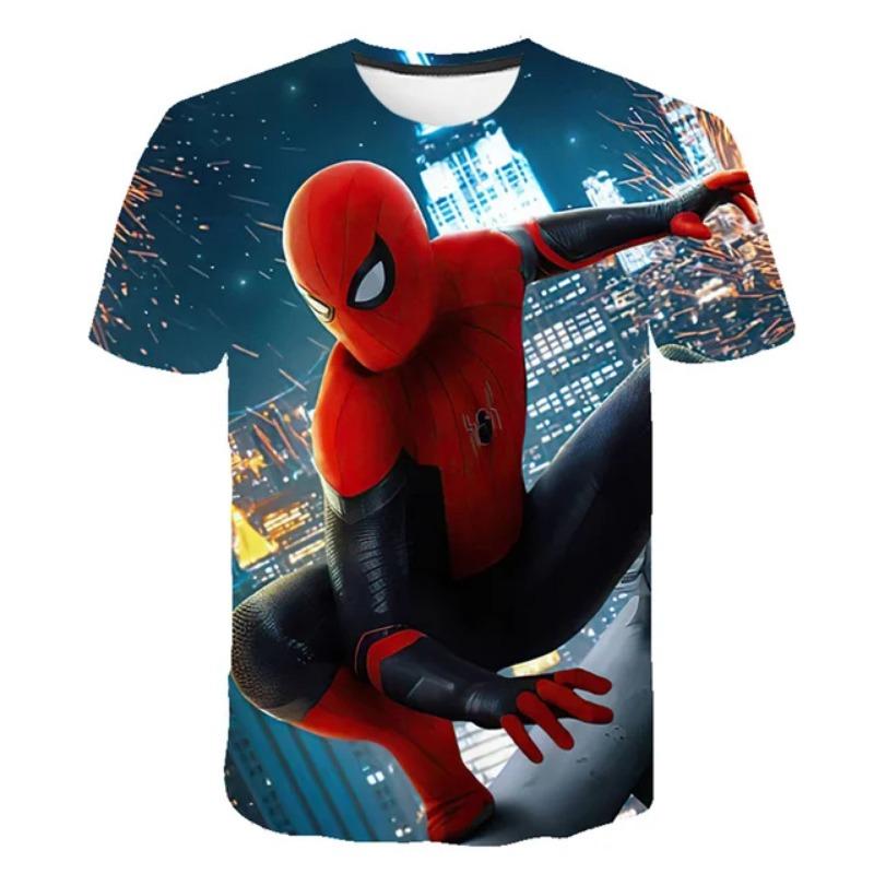 Summer Men's 3D Printed Marvel Superhero Spider-Man Pattern T-Shirt - Street Round-neck Short Sleeve Adult Sports Shirt