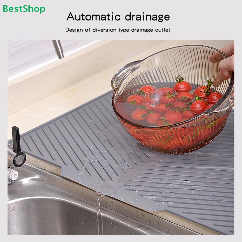 Silicone Dish Drying Mat - Waterproof Kitchen Countertop Mat, Heat-Resistant Sink Mat for Dishes/Cups