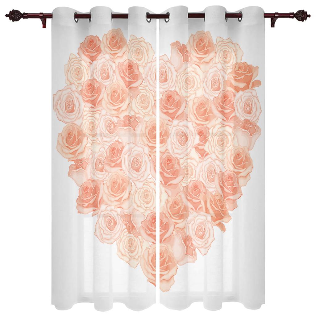Rosen Rosa Blumen Fenster Vorhang Schlafzimmer Wohnzimmer Fenster Vorhänge Küche Dekoration Jalousien Vorhang