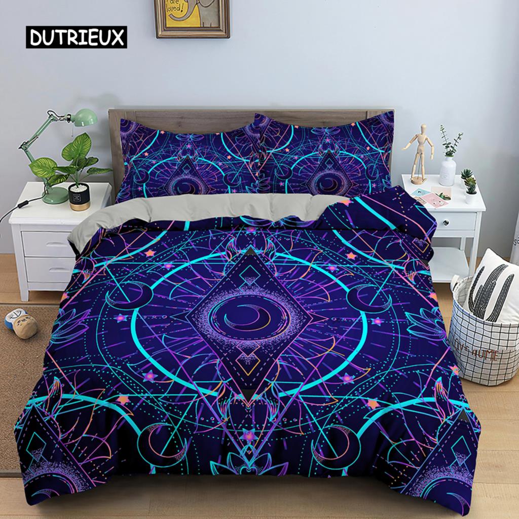 Sun and Moon Duvet Cover Set Tarot Pattern Bedding Set King Size for Bedroom Microfiber Comforter Cover Set for Kids Adults Gift