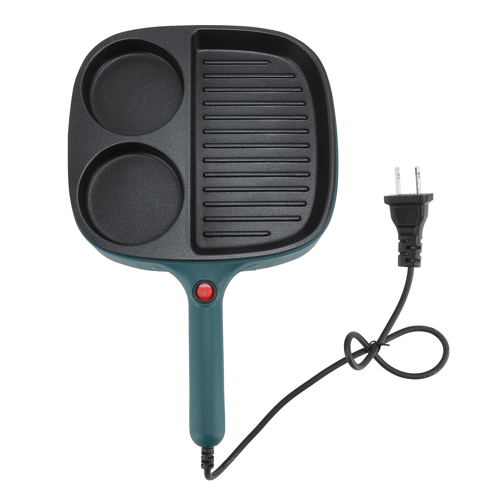

Divided Grill Pan Steak and Egg Frying Pan ABS Non Stick Breakfast Machine Long Handle Fast Heating 900w Non Stick Egg Pan