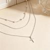 European Three-Layer Gold Beaded Cross Necklace - Fashion Bestseller