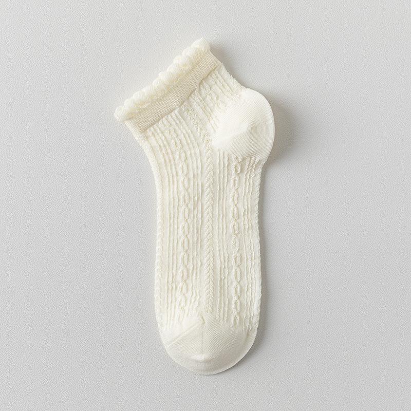 Female Spring and Summer Thin Lace Bubble Lace Mesh Breathable Boneless White Tube Socks