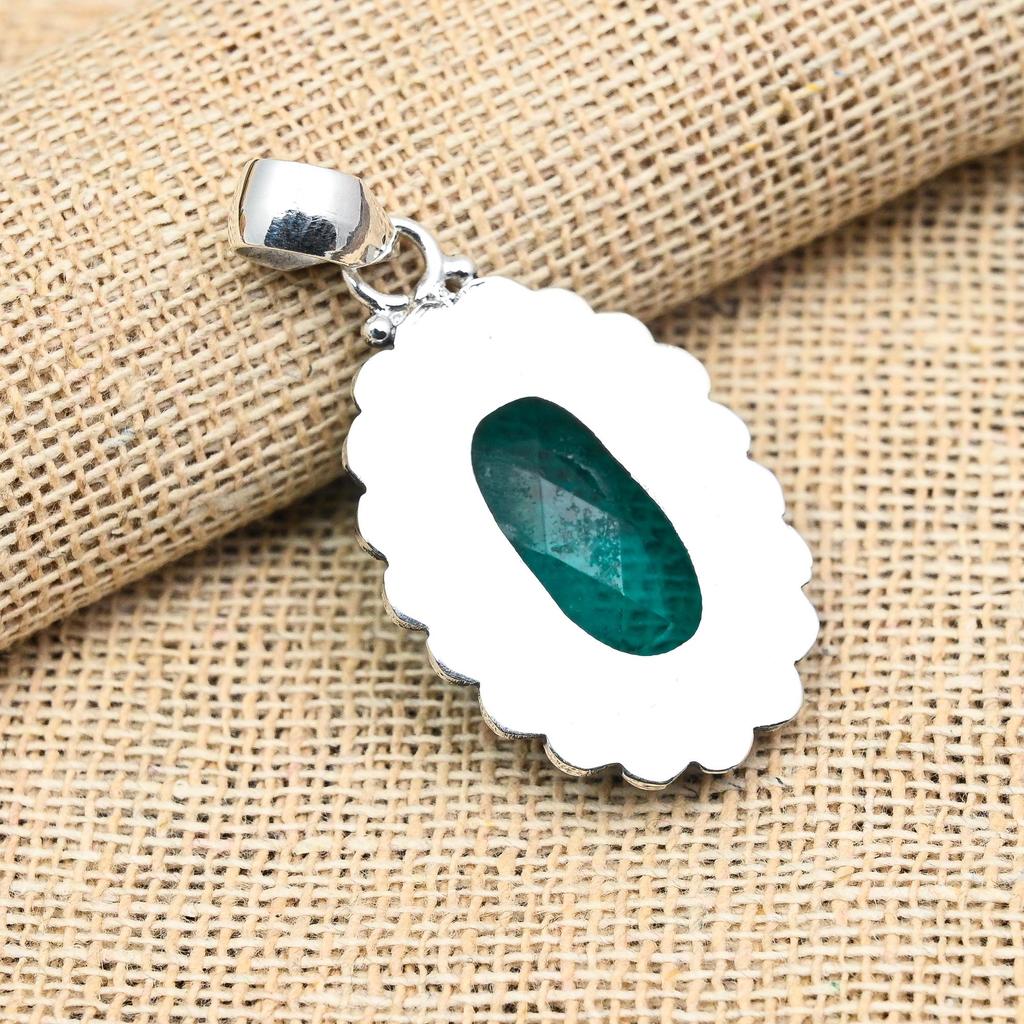 Gorgeous Indicolite Gemstone Handmade 925 Sterling Silver Jewelry Pendant For Memorial Day