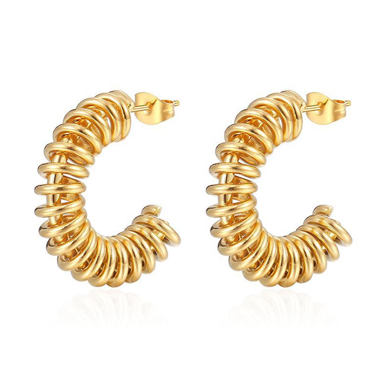 

1 Pairs Stainless Steel Spiral Twist Hoop Earrings Hollow Spring Vintage Punk Party for Women Earrings Zircon Gift Wholesale