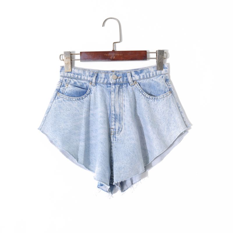 

Летняя женская одежда 2024 Мода Западный стиль Сексуальные очень короткие шорты с широкими штанинами Высокая посадка Облегающие Утягивающие джинсовые шорты Light denim blue S
