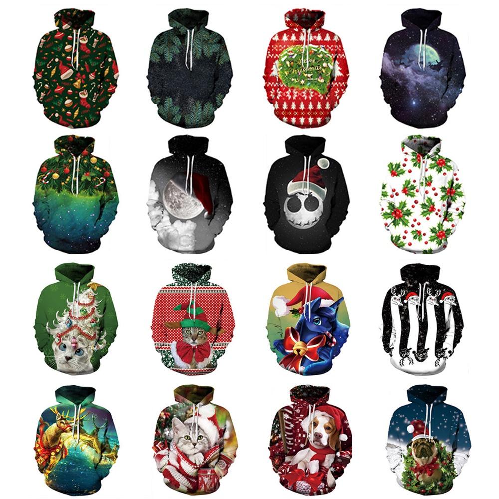 Festive Men Women Christmas 3d Graphic Printed Hoodie Sweatshirt Jumper Tops