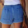 Women's Solid Color Jeans Stretch Slim Fit Distressed Denim Shorts