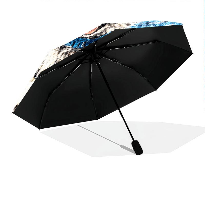 1 PC Automatic Folding Umbrella - Mountain Puppy Pattern, Portable & Foldable Design with 8 Ribs, Christmas Birthday Gifts