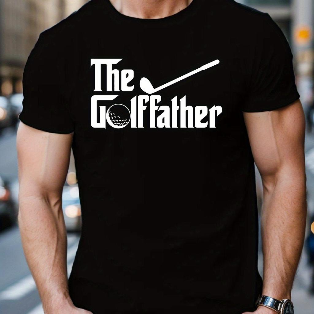 The Golfather Funny Golf Print Mens Casual Short Sleeve Cotton TShirt Breathable Tee