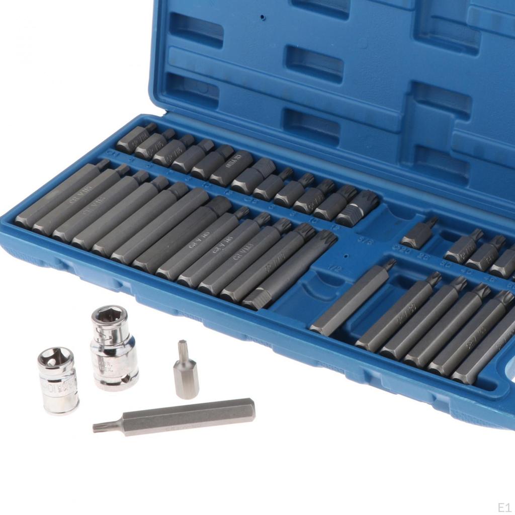40 Pieces 1/2'' 3/8'' Hex Torx Spline Drive Socket Set, Wrench Sockets Hand Tool Bit Set