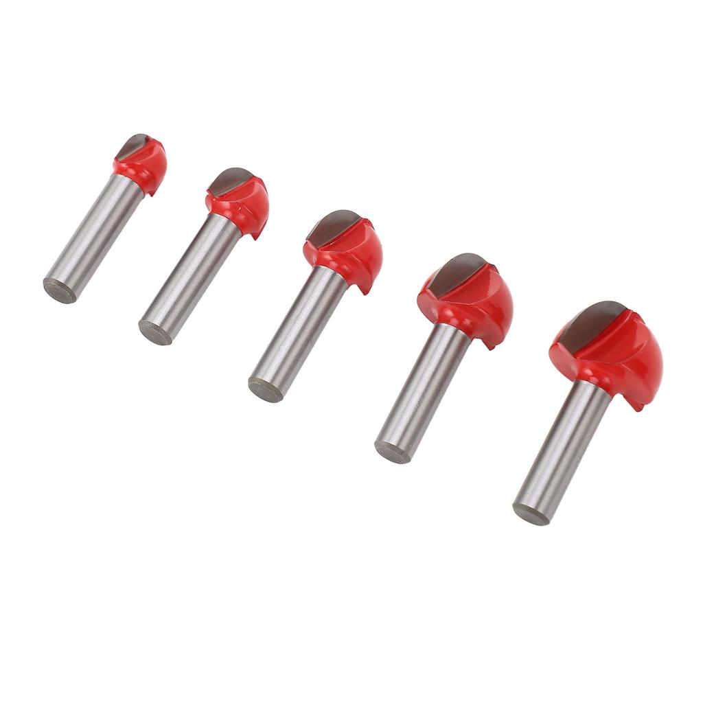 5 Pcs Round Nose Router Bit 8mm Shank Carbide High Hardness Core Box Router Bit for Woodworking