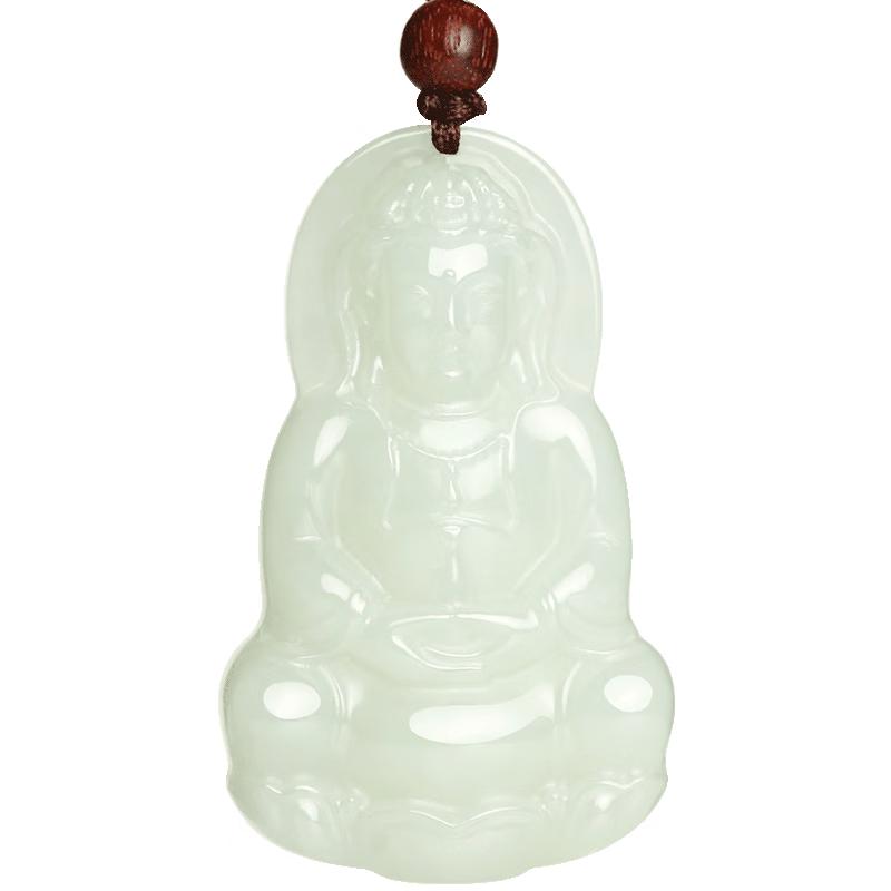 Men s Natural Hetian Jade Guanyin Pendant