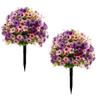 Artificial Violet Flower Stake Realistic Vibrant Color Fake Flower Bush for Garden Yard Patio Balcony Outdoor Decoration