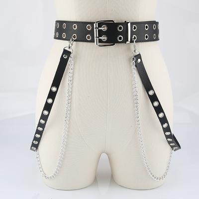 Harajuku Dark Girl Punk Goth Style Double Row Buttonhole Single Row Buttonhole Belt Decorative Jk Waist Chain Strap Cool