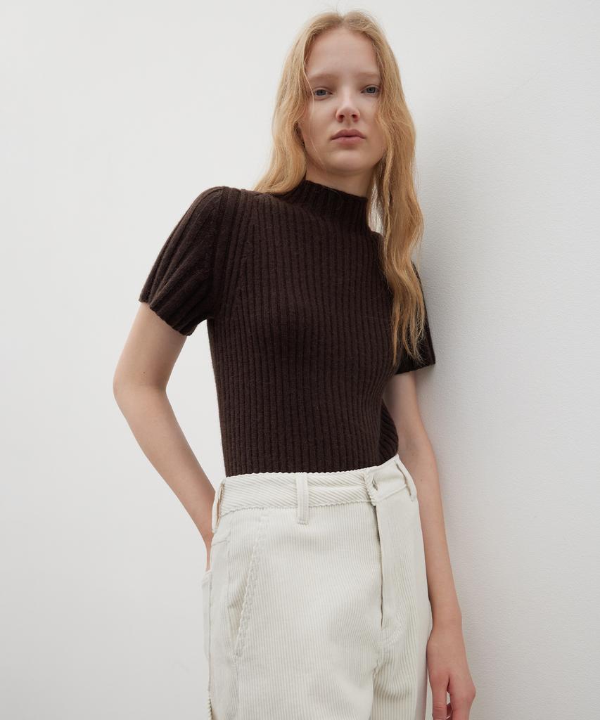 Leuba Fine Wool Half-Neck Knit - Choco Brown
