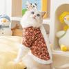 Northeast flower padded jacket floral cat clothes autumn and winter warm velvet bipod dog teddy than bear pet padded coat