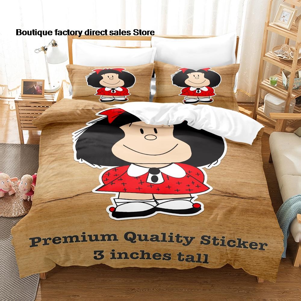2D Mafalda Bedding Set Single Twin Full Queen King Size Bed Set Kids Bedroom Duvetcover Sets Anime Mafalda Bed